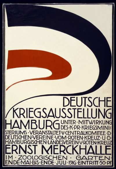 Poster pubblicitario di una mostra di guerra sponsorizzata dalla Croce Rossa Deutsche Kriegsausstellung, Amburgo maggio - luglio 1916 da Hartung and Co.